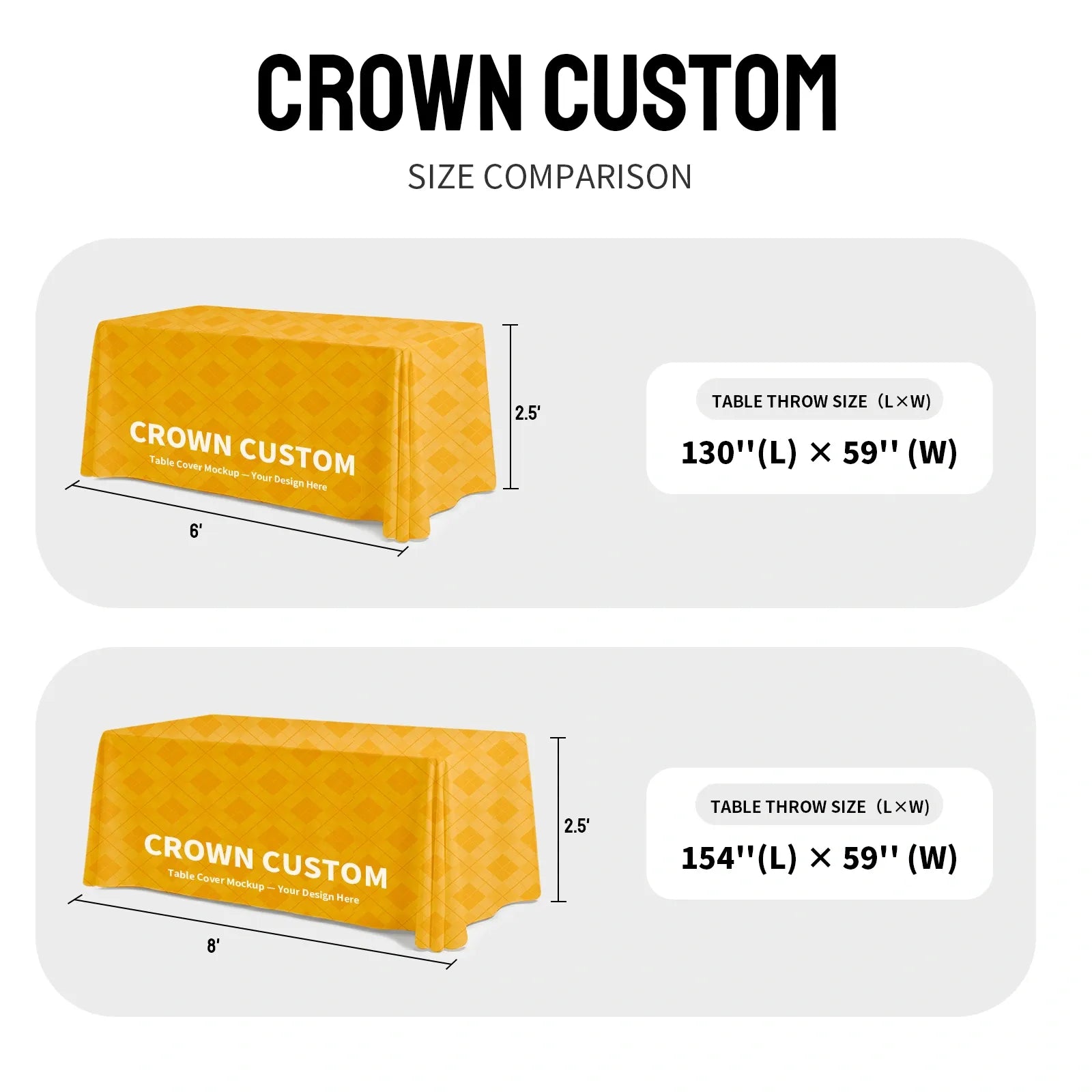 Custom Throw Table Cover- Open Back (3 Sided)