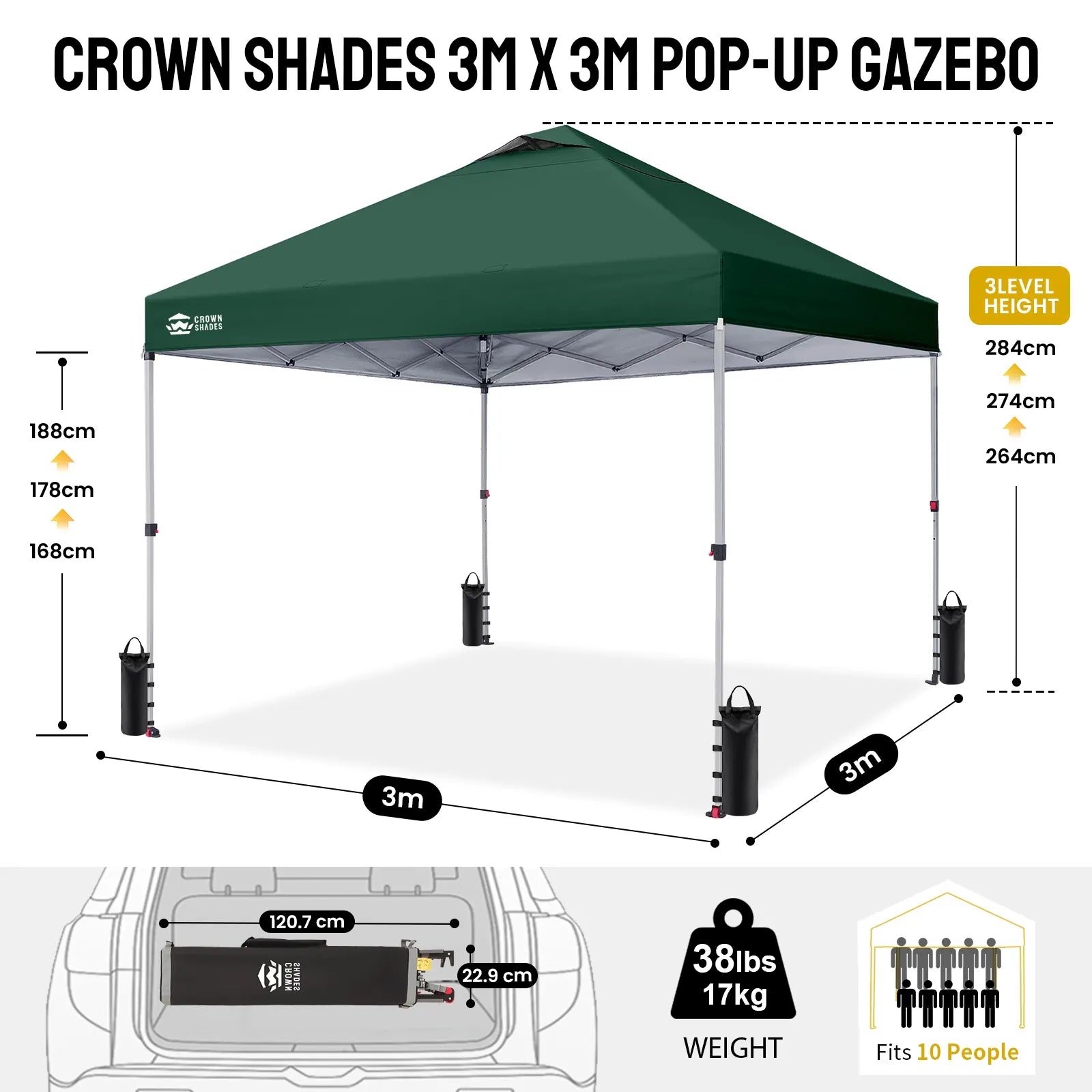 CenterLOK® 3x3m Pop Up Gazebo