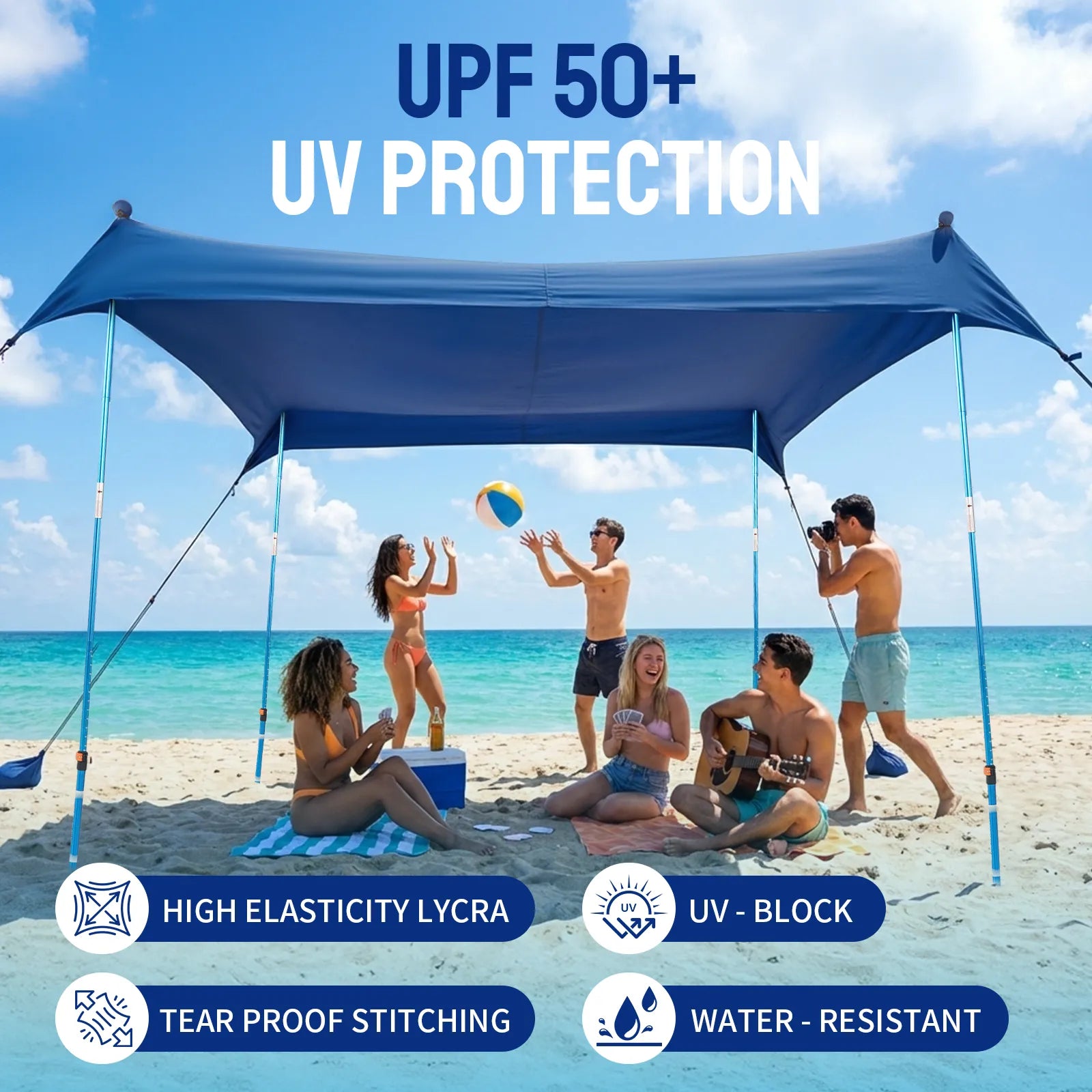 Feather-Lift Pop-Up Beach Tent | Instant UPF 50+ Sun Shelter