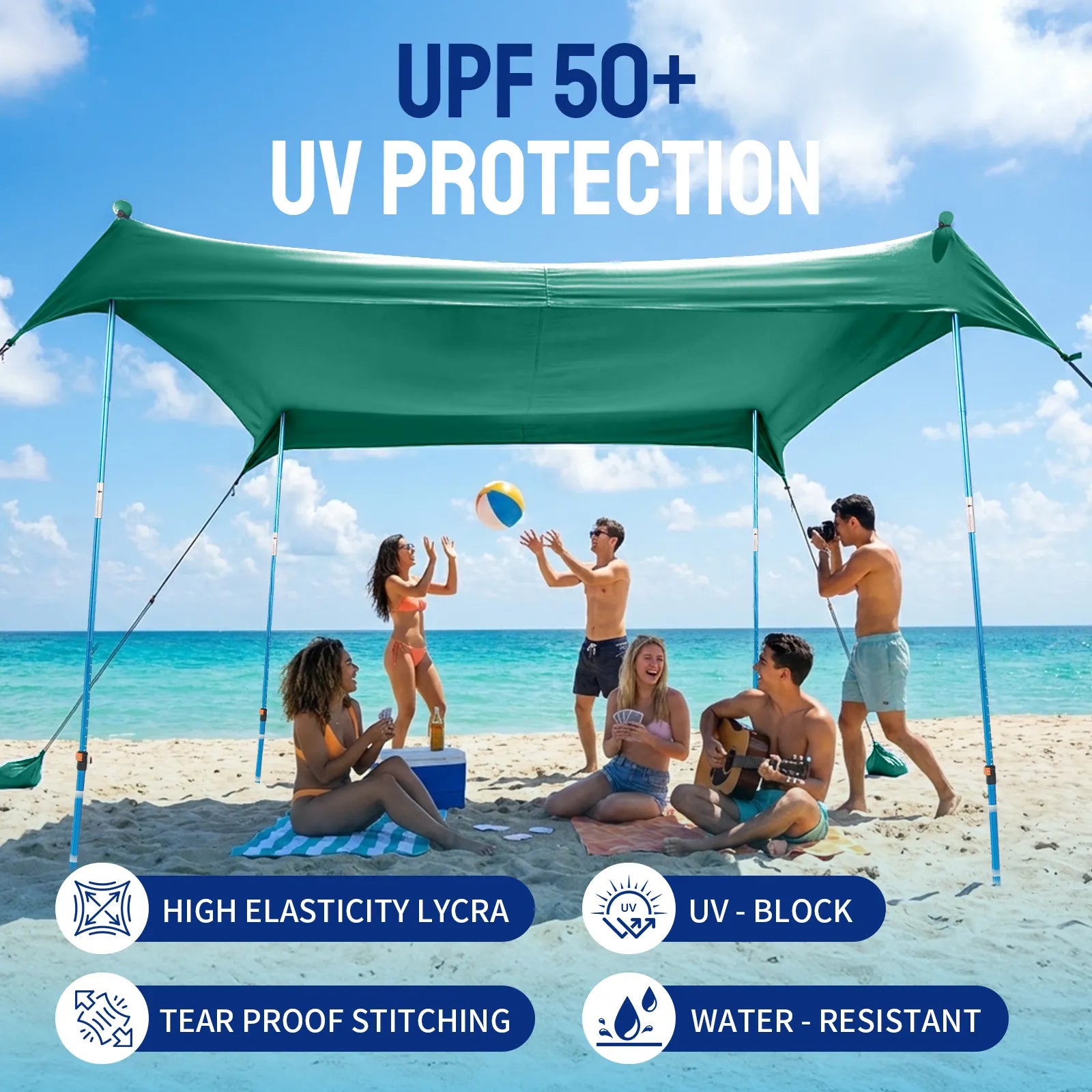 Feather-Lift Pop-Up Beach Tent | Instant UPF 50+ Sun Shelter