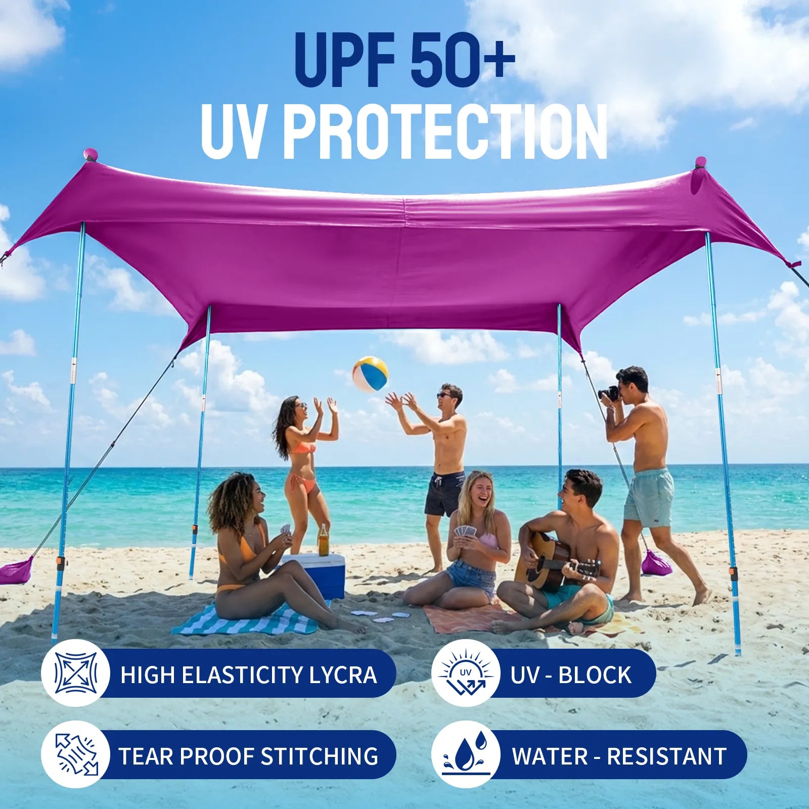 Feather-Lift Pop-Up Beach Tent | Instant UPF 50+ Sun Shelter