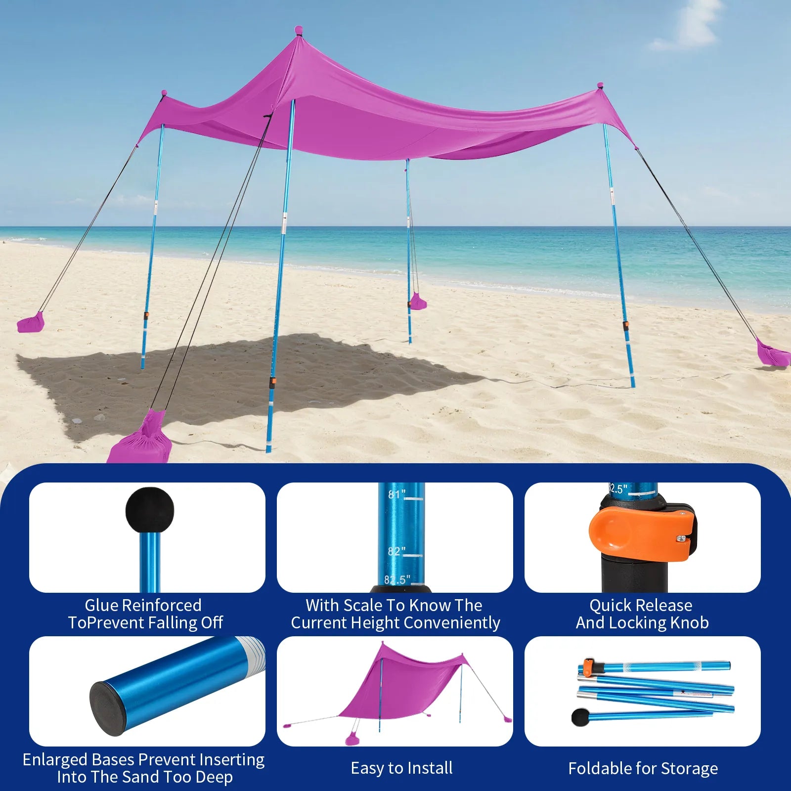 Feather-Lift Pop-Up Beach Tent | Instant UPF 50+ Sun Shelter