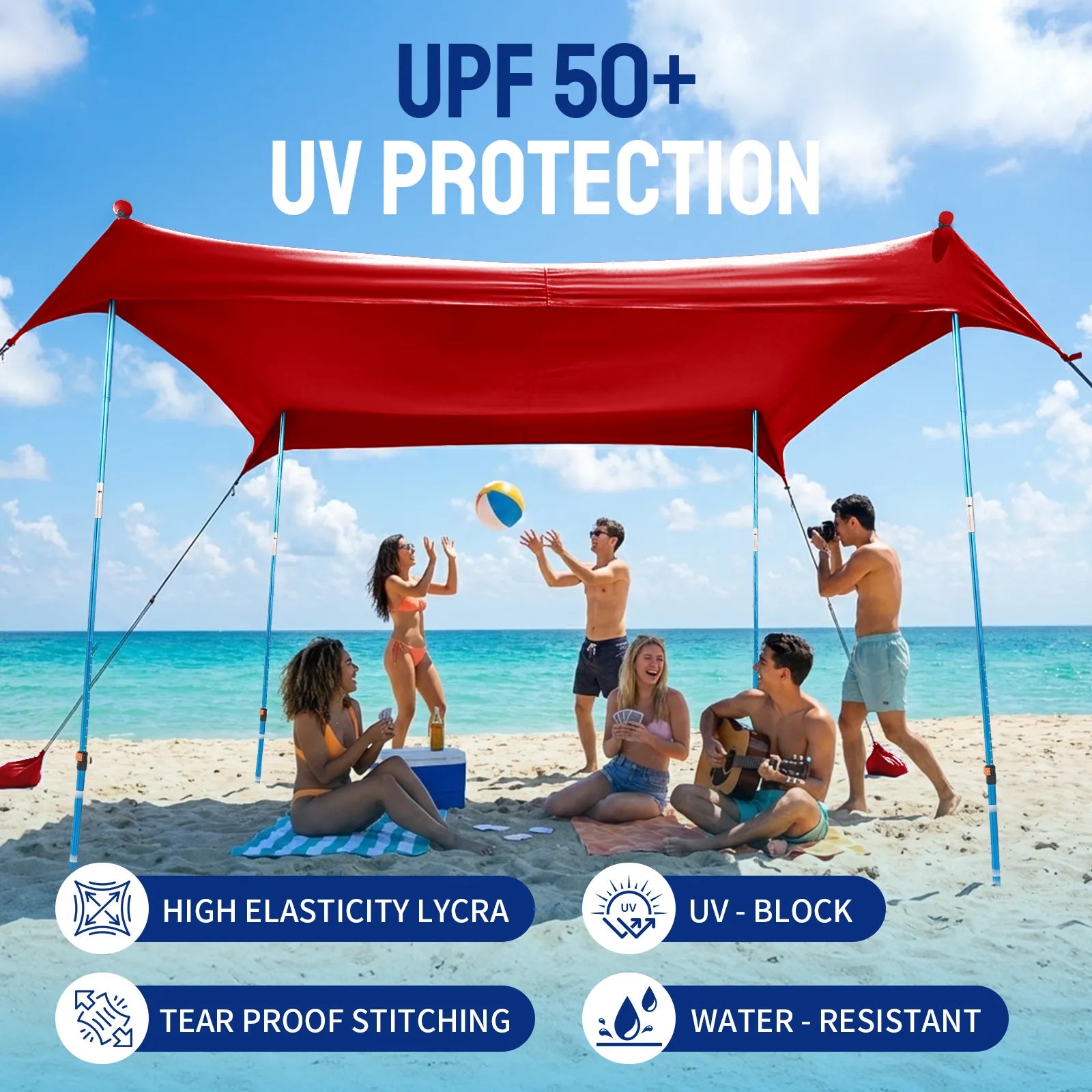 Feather-Lift Pop-Up Beach Tent | Instant UPF 50+ Sun Shelter
