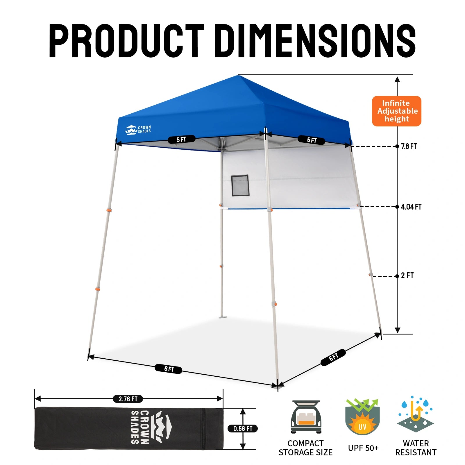 Feather-Lift 5' x 5' Canopy with Instant Sidewall