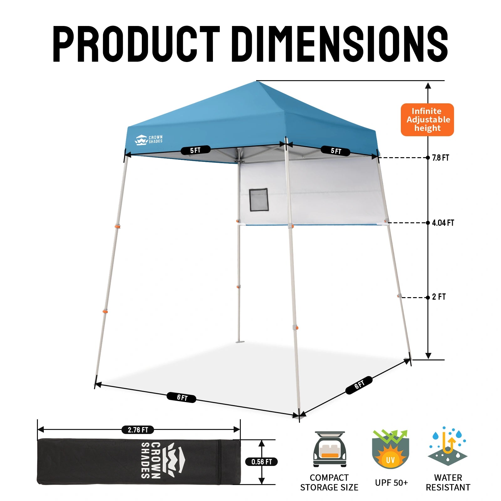 Feather-Lift 5' x 5' Canopy with Instant Sidewall