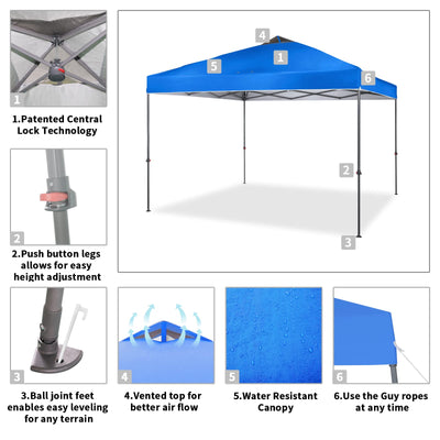 10x10 Pop Up Canopy Tent with Carry Bag – Portable Outdoor Shelter for Sports & Events
