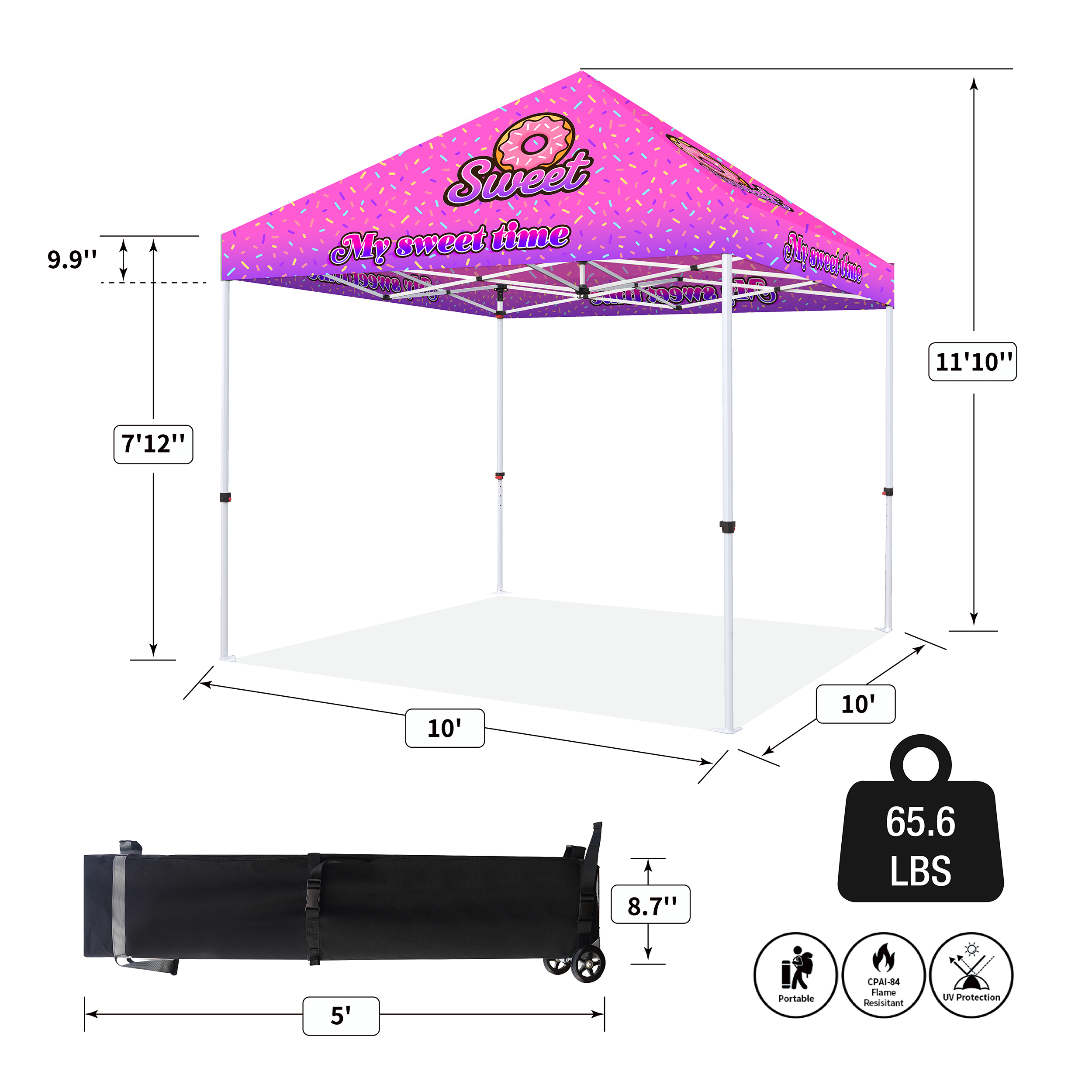 CROWN SHADES [M100-AA] 10x10 Custom Tent – Complete Set with Frame & Canopy