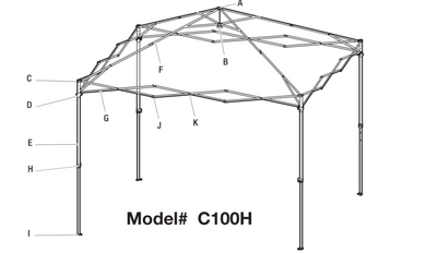 Replacement Canopy Top| 10'x10' Canopy| Model C100H