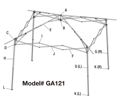 Replacement Canopy Parts| 11'x11' Canopy| Model GA121