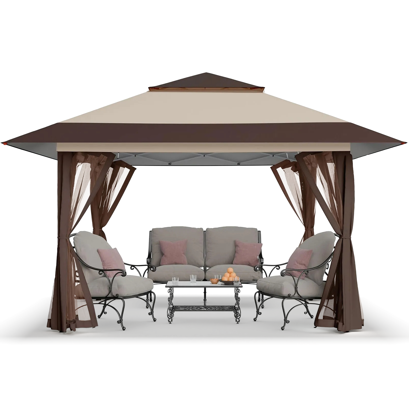 Liv-Elite 13'x13' Gazebo | Mesh Walls & Backyard Shelter
