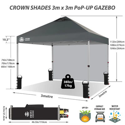 CenterLOK® 3x3m Pop Up Gazebo with Sidewall