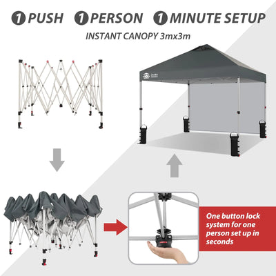 CenterLOK® 3x3m Pop Up Gazebo with Sidewall