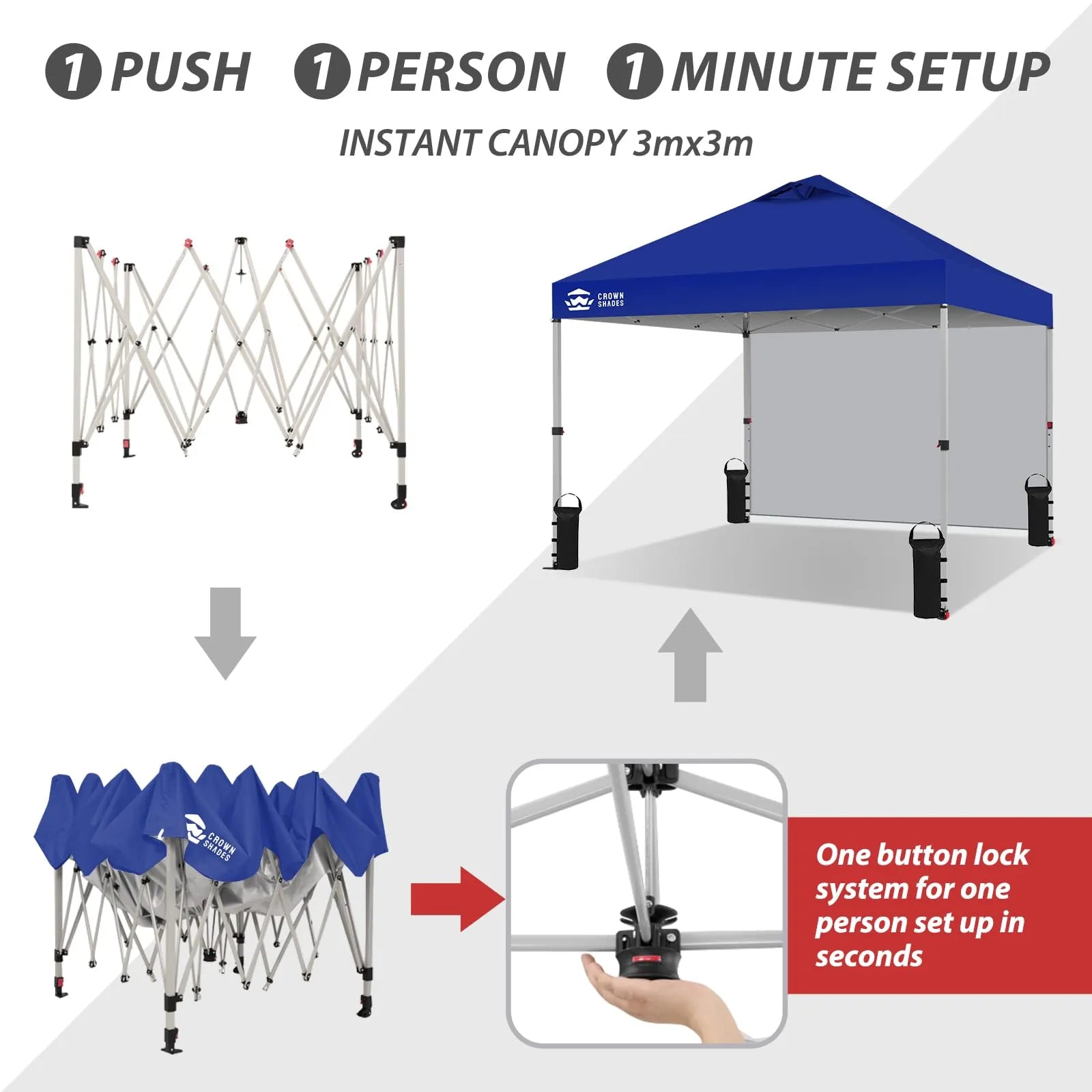 CenterLOK® 3x3m Pop Up Gazebo with Sidewall