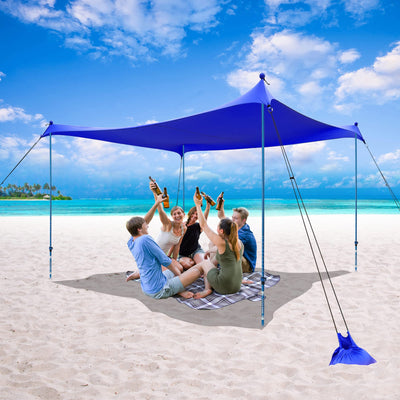 10x10 Beach Sun Shelter - Sand Shovel, Telescoping Poles, Ground Pegs - BT100, BT49