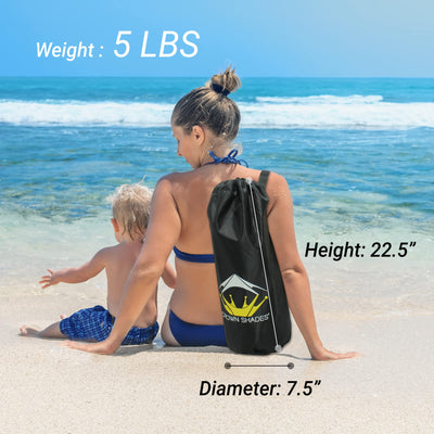 10x10 Beach Sun Shelter - Sand Shovel, Telescoping Poles, Ground Pegs - BT100, BT49