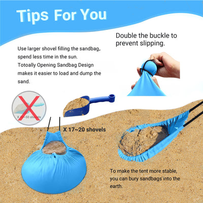 10x10 Beach Sun Shelter - Sand Shovel, Telescoping Poles, Ground Pegs - BT100, BT49
