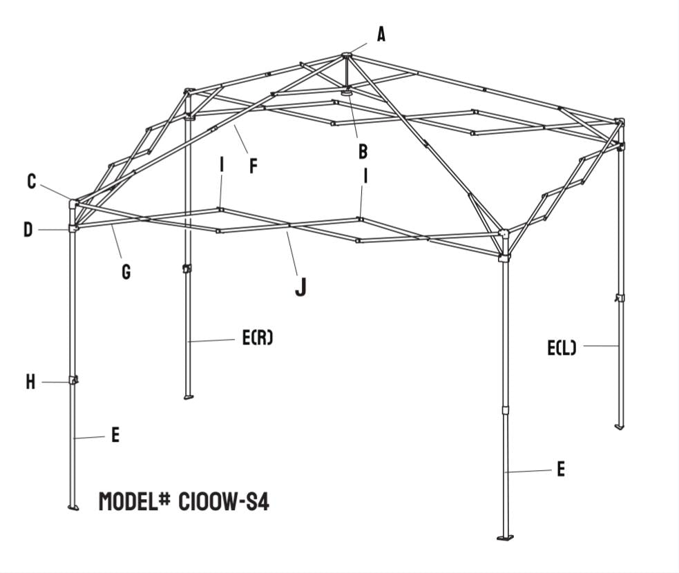 Replacement Parts | 10'x10' Canopy | Model C100W-S4