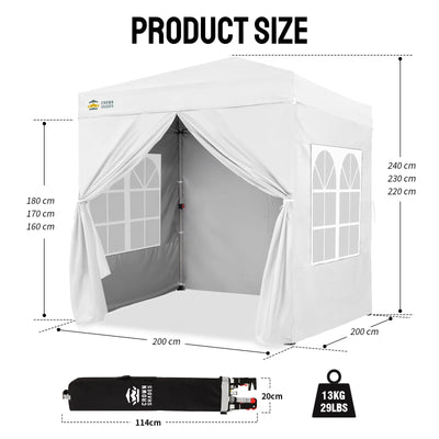 ArdenShade 2 x2m Pop Up Gazebo with 4  Sidewalls