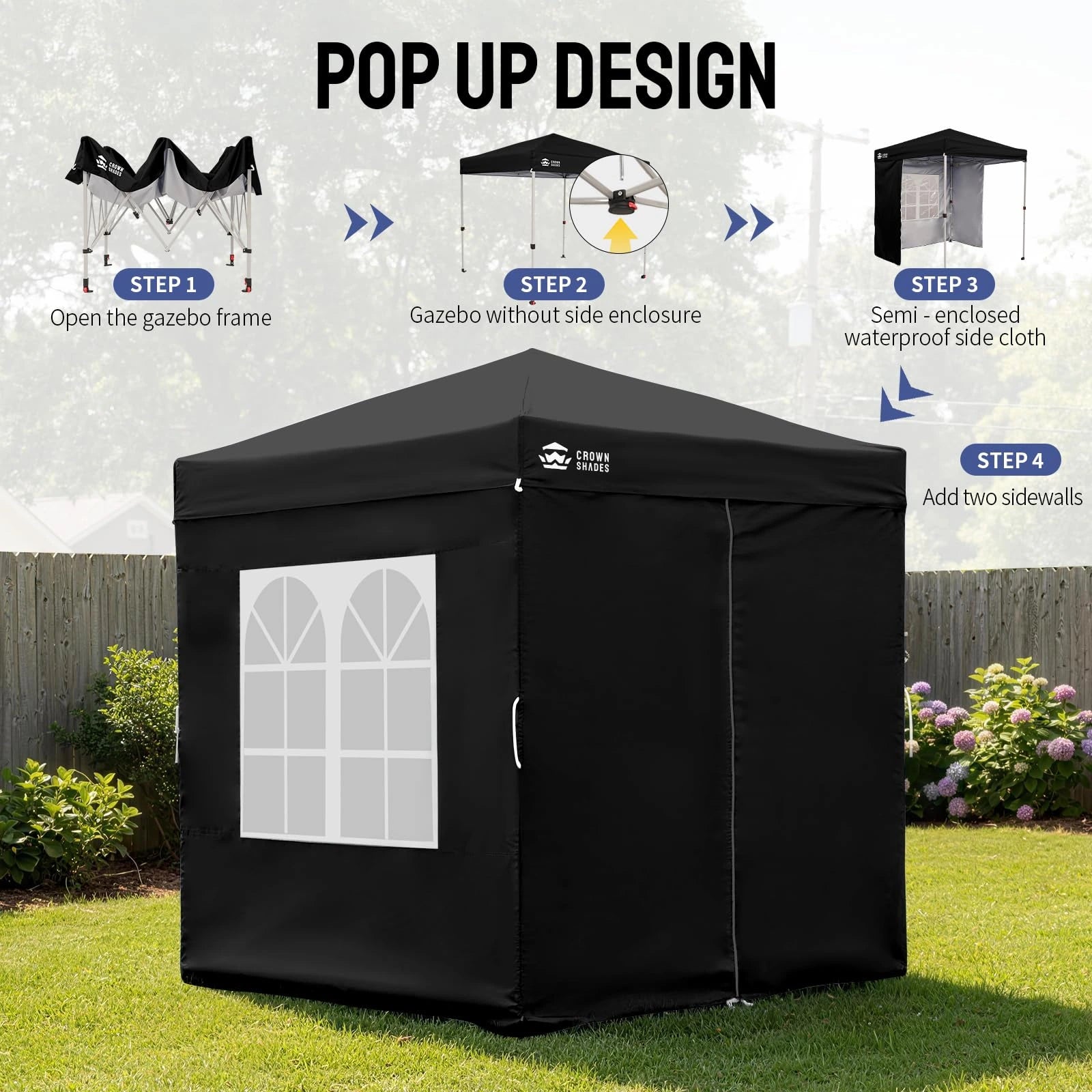 ArdenShade 2 x2m Pop Up Gazebo with 4  Sidewalls