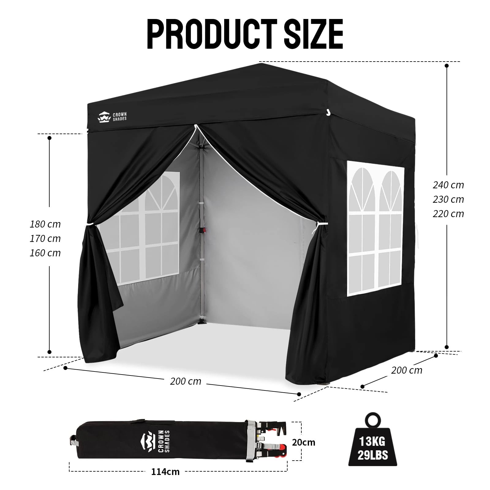 ArdenShade 2 x2m Pop Up Gazebo with 4  Sidewalls