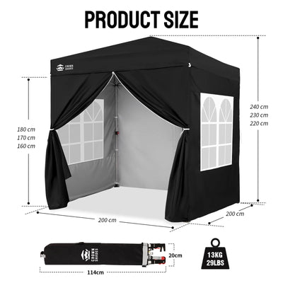 ArdenShade 2 x2m Pop Up Gazebo with 4  Sidewalls