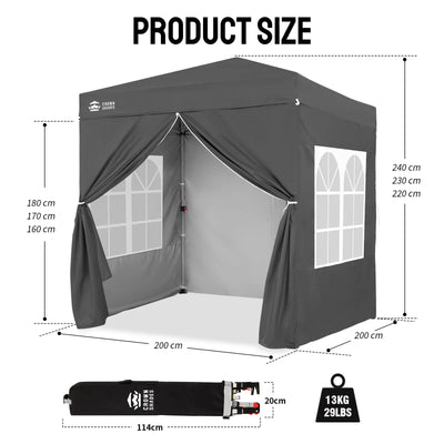 ArdenShade 2 x2m Pop Up Gazebo with 4  Sidewalls