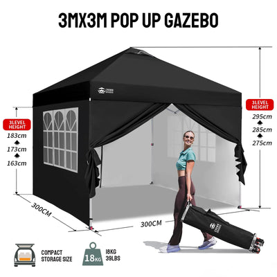 CenterLOK® 3x3m Pop Up Gazebo with 4 Sidewalls