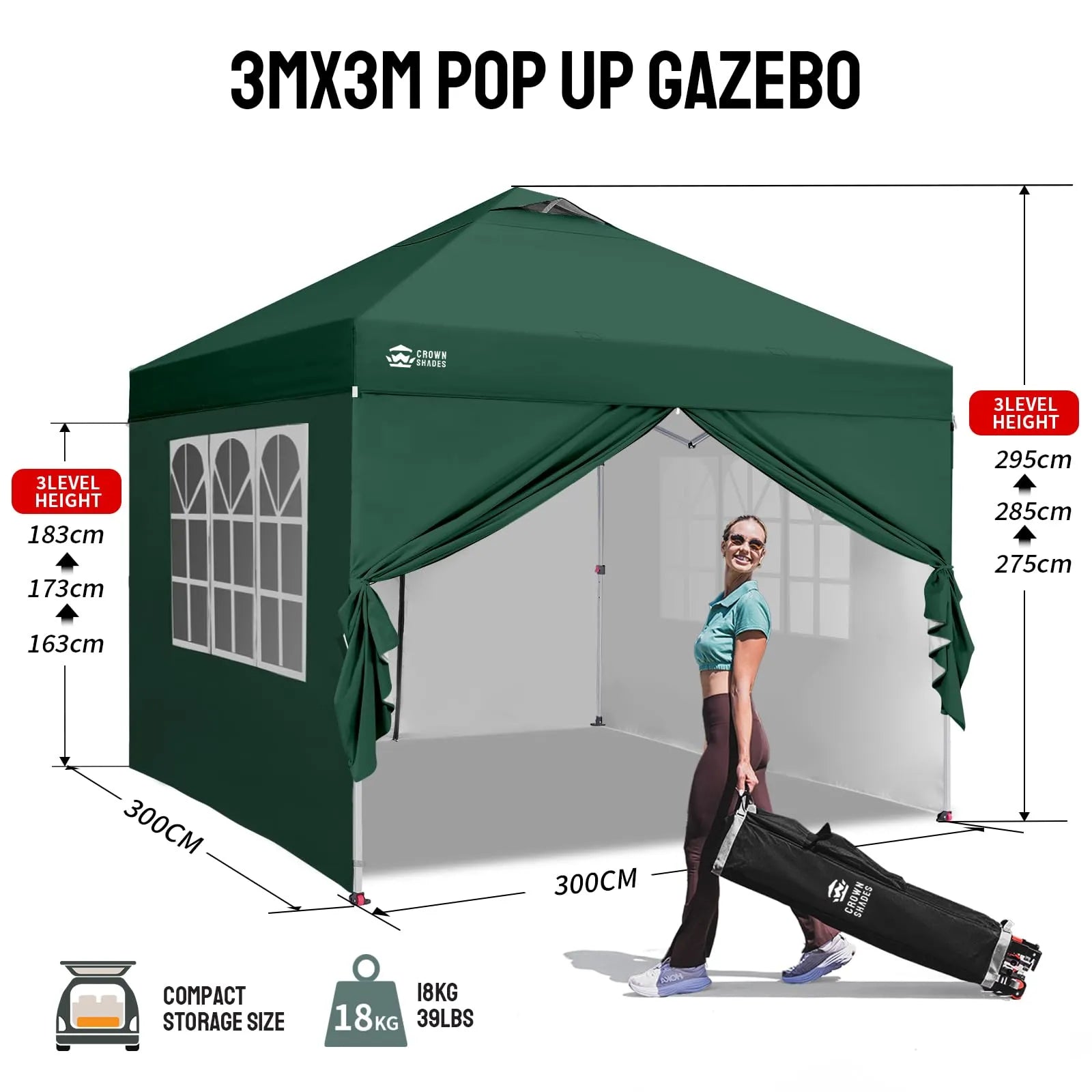 CenterLOK® 3x3m Pop Up Gazebo with 4 Sidewalls