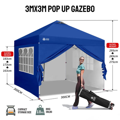 CenterLOK® 3x3m Pop Up Gazebo with 4 Sidewalls