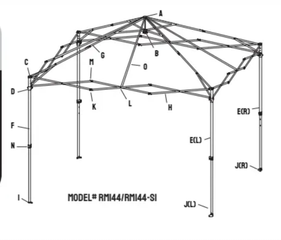 Replacement Canopy Parts| 12'x12' Canopy| Model RM144