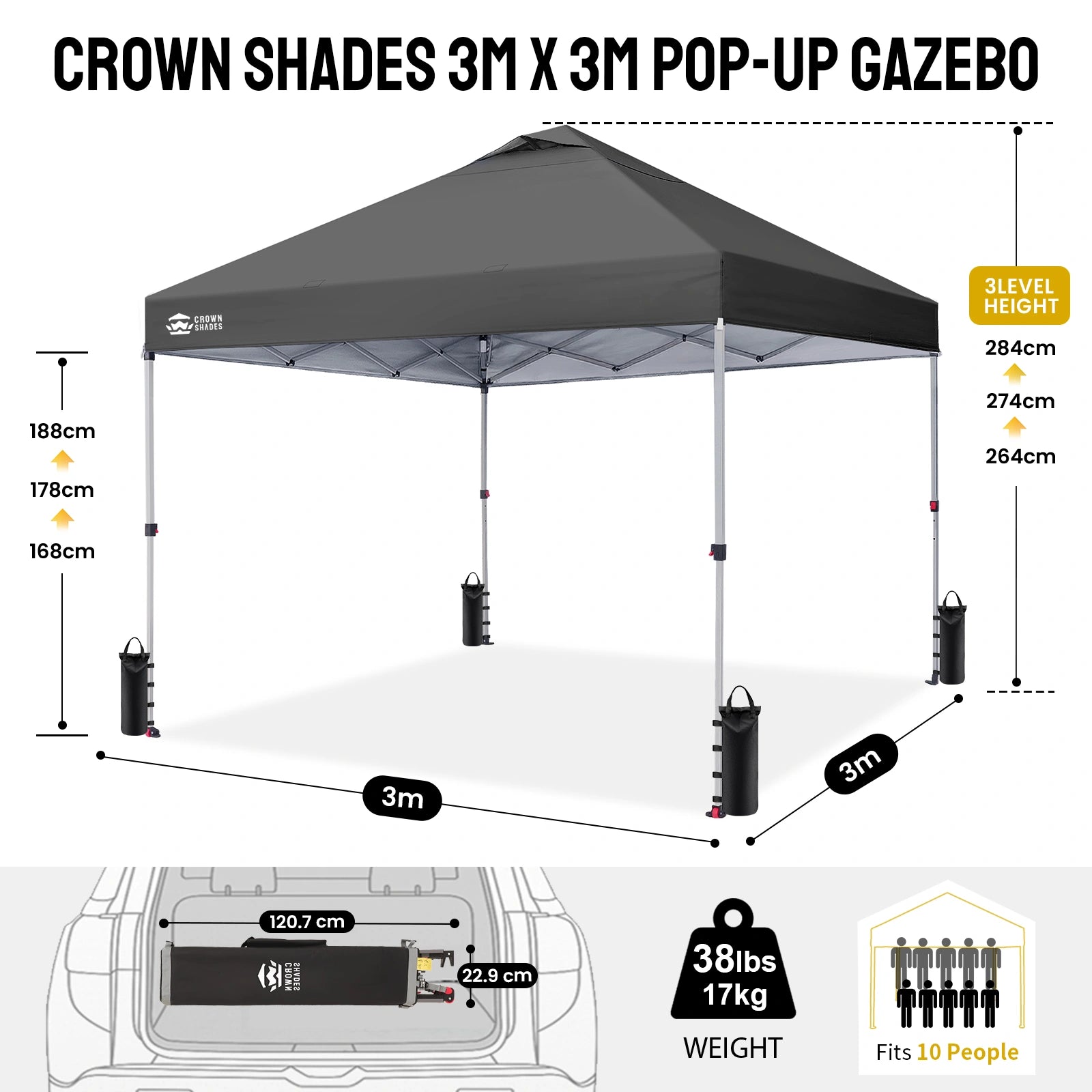 CenterLOK® 3x3m Pop Up Gazebo
