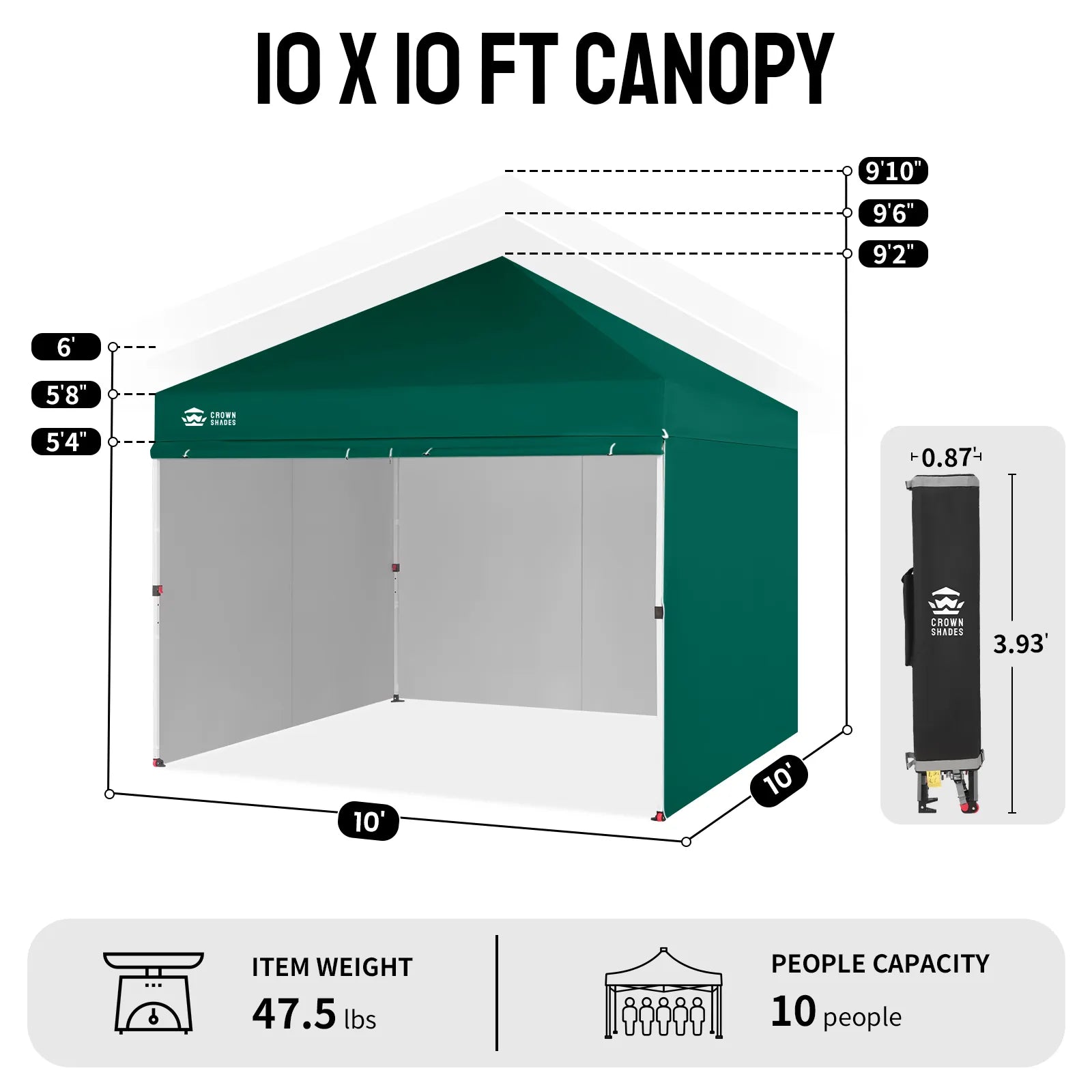 Crown Pro-Duty 10' x 10' Canopy | Full-Wall Business Suite