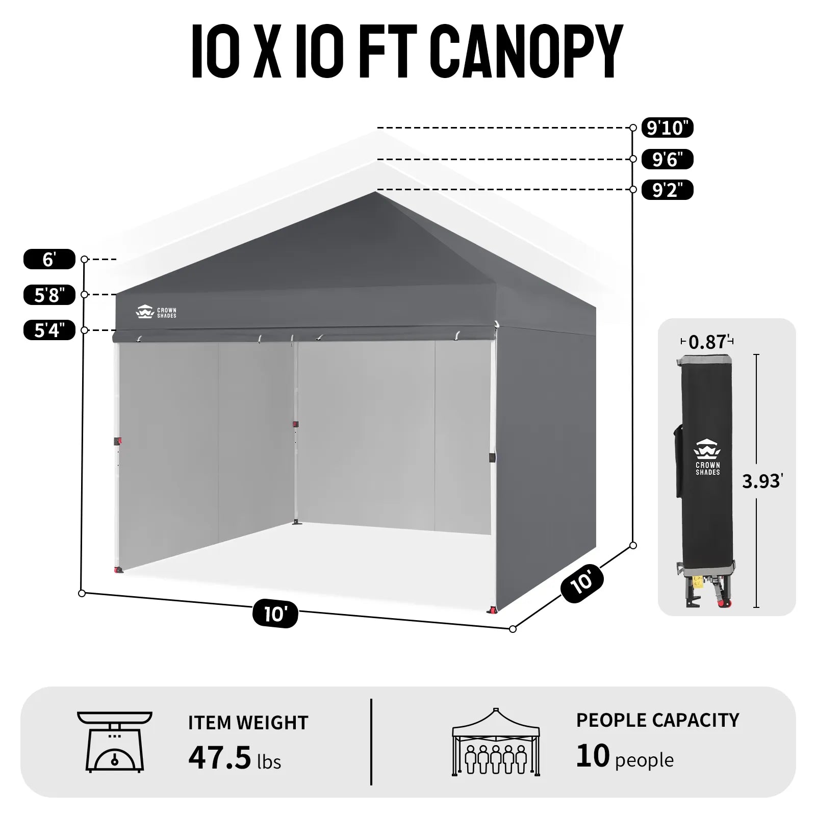 Crown Pro-Duty 10' x 10' Canopy | Full-Wall Business Suite