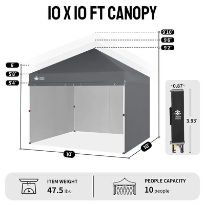 Crown Pro-Duty 10' x 10' Canopy | Full-Wall Business Suite