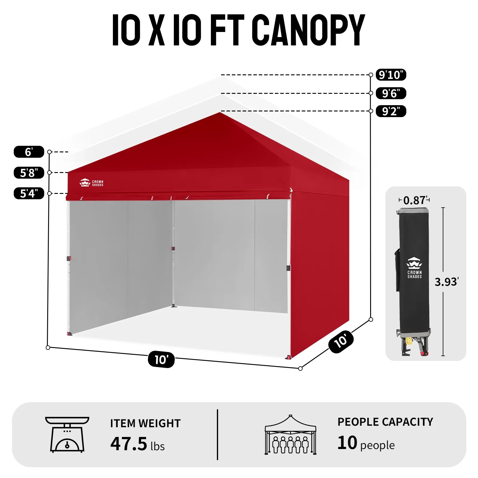 Crown Pro-Duty 10' x 10' Canopy | Full-Wall Business Suite
