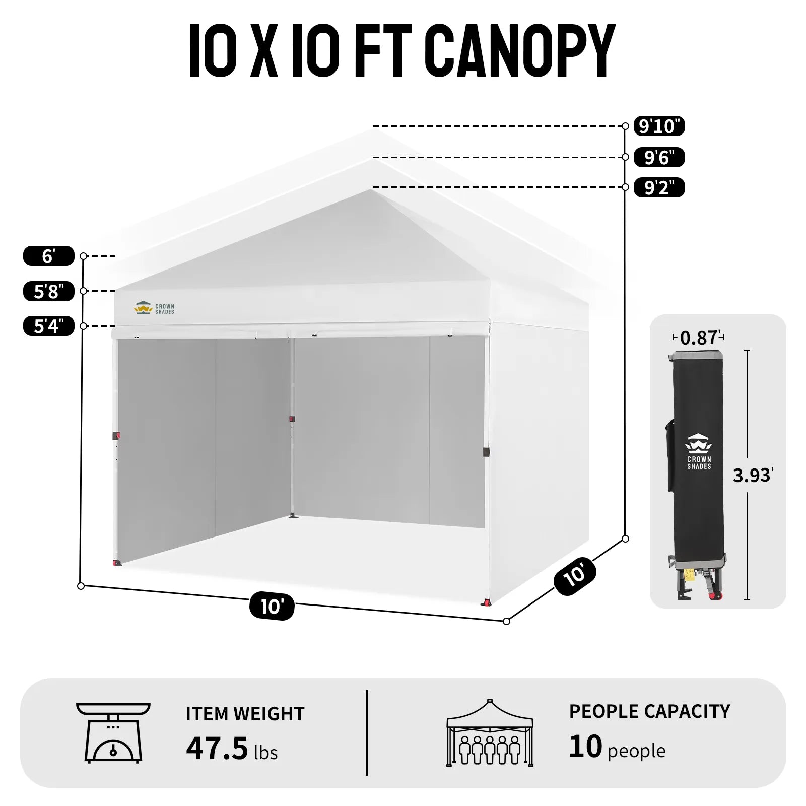 Crown Pro-Duty 10' x 10' Canopy | Full-Wall Business Suite