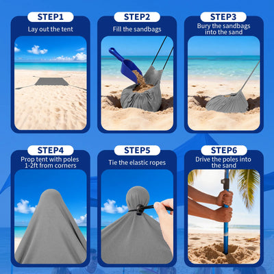 Feather-Lift Pop-Up Beach Tent | Instant UPF 50+ Sun Shelter