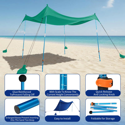 Feather-Lift Pop-Up Beach Tent | Instant UPF 50+ Sun Shelter