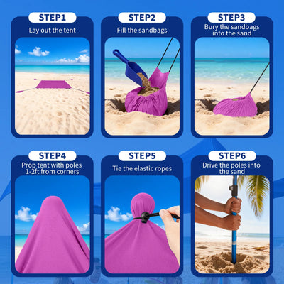 Feather-Lift Pop-Up Beach Tent | Instant UPF 50+ Sun Shelter