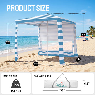 Feather-Lift 6.5' x 6.5' Beach Cabana Tent | 1 Sidewall