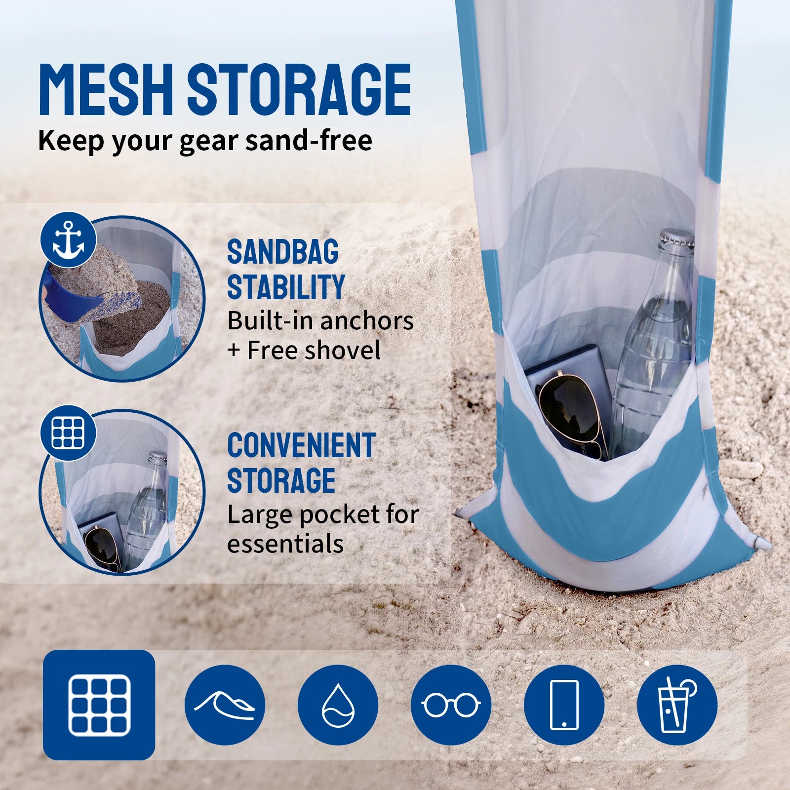 Feather-Lift 6.5' x 6.5' Beach Cabana Tent | 1 Sidewall