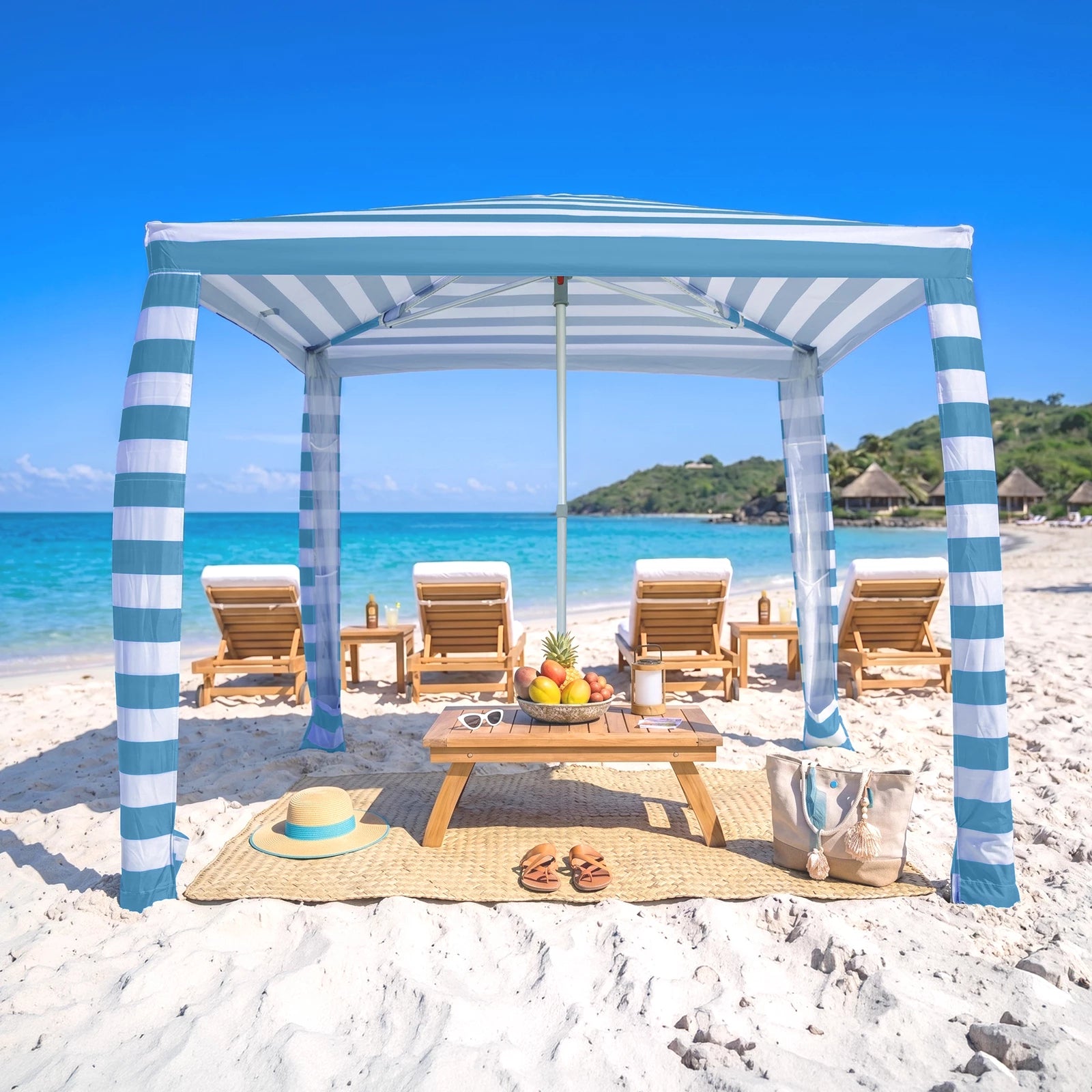 Feather-Lift 6.5' x 6.5' Beach Cabana Tent | 1 Sidewall