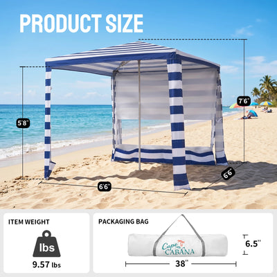 Feather-Lift 6.5' x 6.5' Beach Cabana Tent | 1 Sidewall