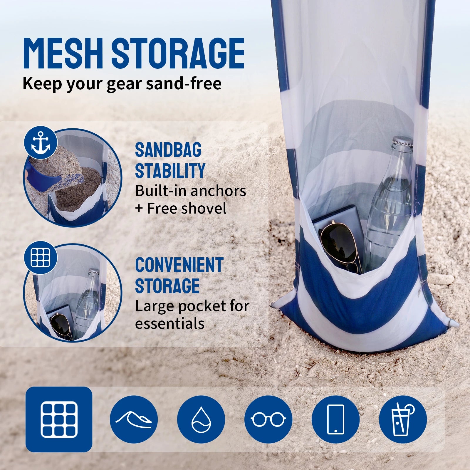 Feather-Lift 6.5' x 6.5' Beach Cabana Tent | 1 Sidewall