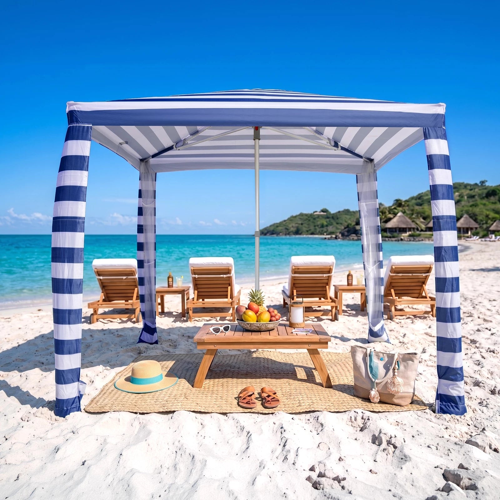 Feather-Lift 6.5' x 6.5' Beach Cabana Tent | 1 Sidewall