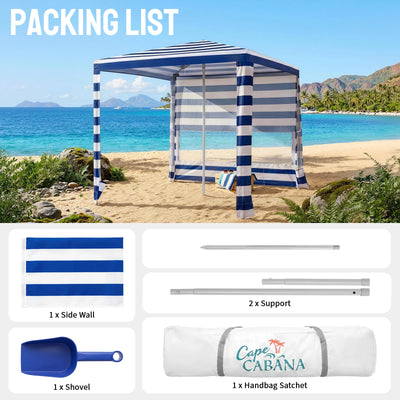 Feather-Lift 6.5' x 6.5' Beach Cabana Tent | 1 Sidewall