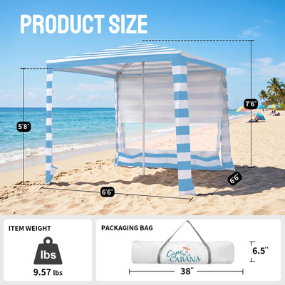 Feather-Lift 6.5' x 6.5' Beach Cabana Tent | 1 Sidewall