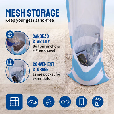 Feather-Lift 6.5' x 6.5' Beach Cabana Tent | 1 Sidewall