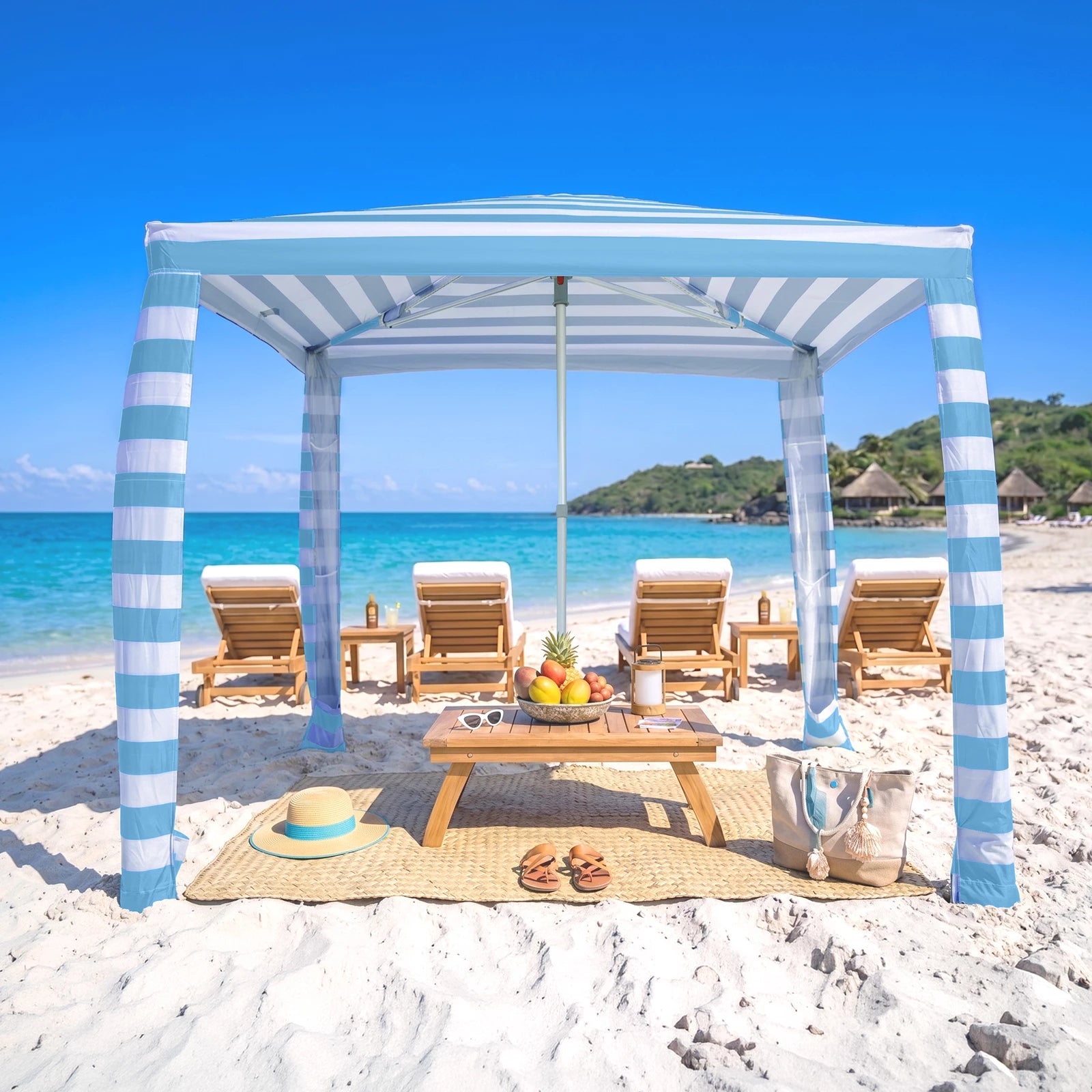 Feather-Lift 6.5' x 6.5' Beach Cabana Tent | 1 Sidewall