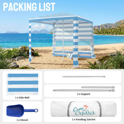 Feather-Lift 6.5' x 6.5' Beach Cabana Tent | 1 Sidewall